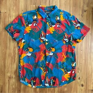 Bonobos Coral Toucan Tropics Riviera Short Sleeve Shirt Large